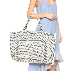 Woven Black & White Tote Bag
